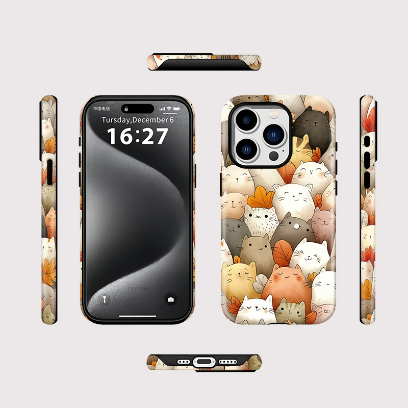 Cartoon Cats Shockproof Case iPhone 16 Pro - View 3