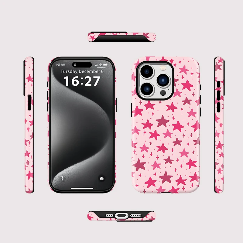 Pink Stars Silicone Case iPhone 16 - View 2