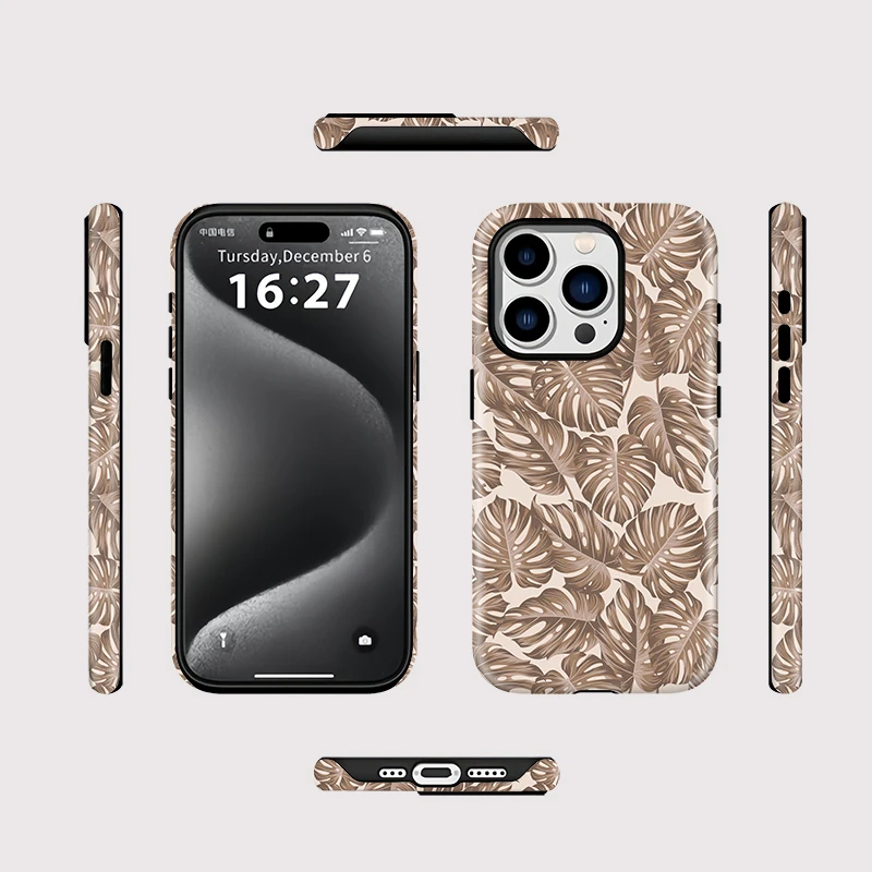 Silicone Magnetic Leaves Pattern Case - iPhone 16 - View 2