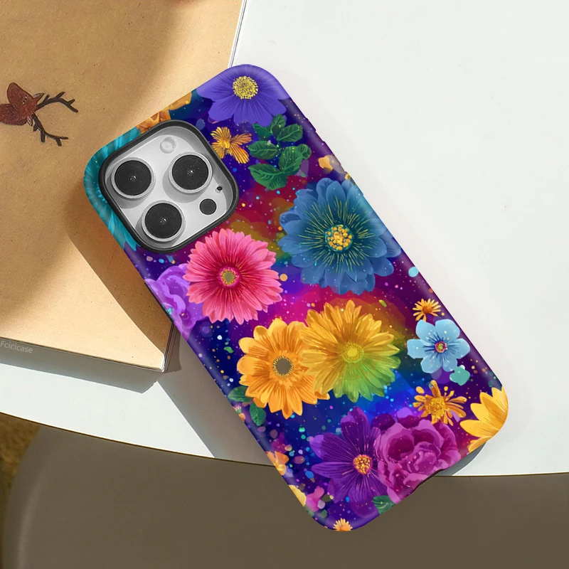 Matte Colorful Floral PC Case iPhone 16 Plus - View 3