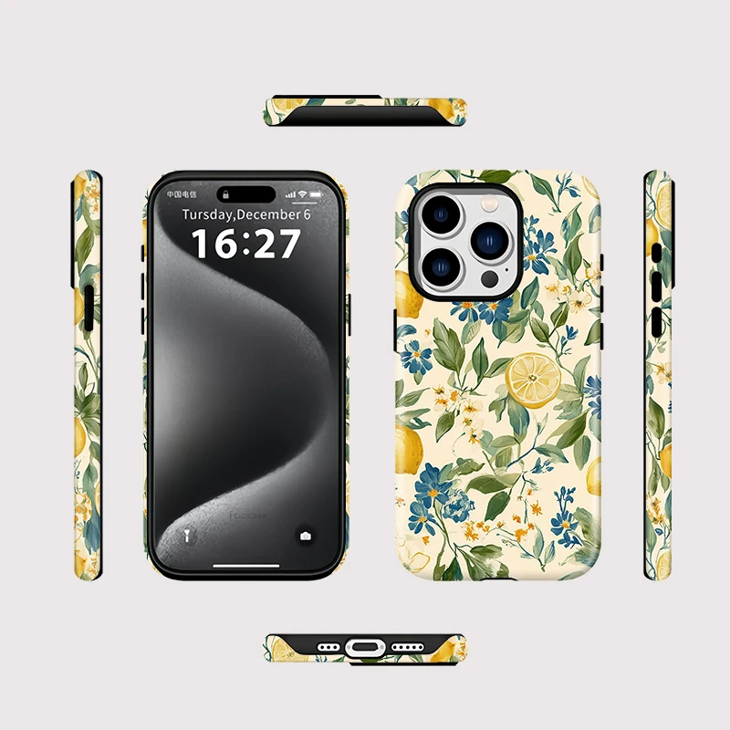 Flower Leaves Lemon Case iPhone 16 - View 2