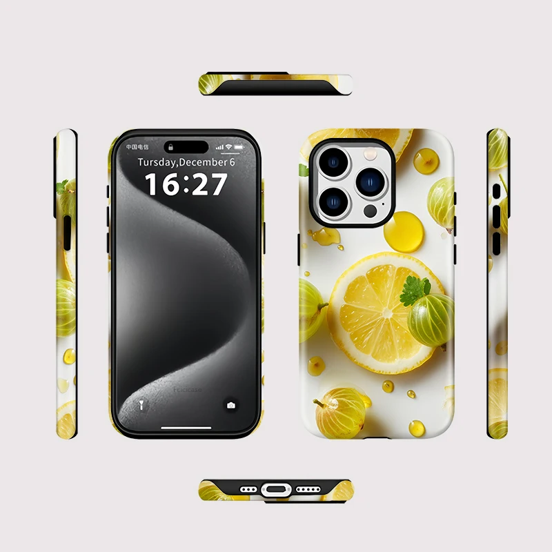 Lemon Fruit Matte Shockproof Case iPhone 15 Plus - View 2