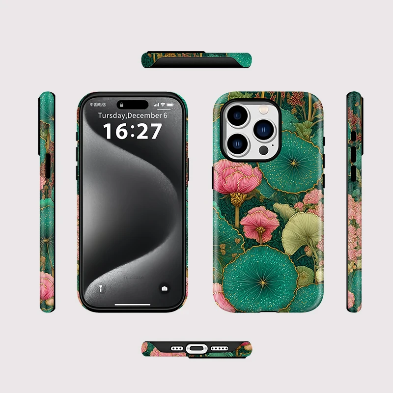 2-in-1 Matte Flower Pattern Case iPhone 16 Pro Max - View 2