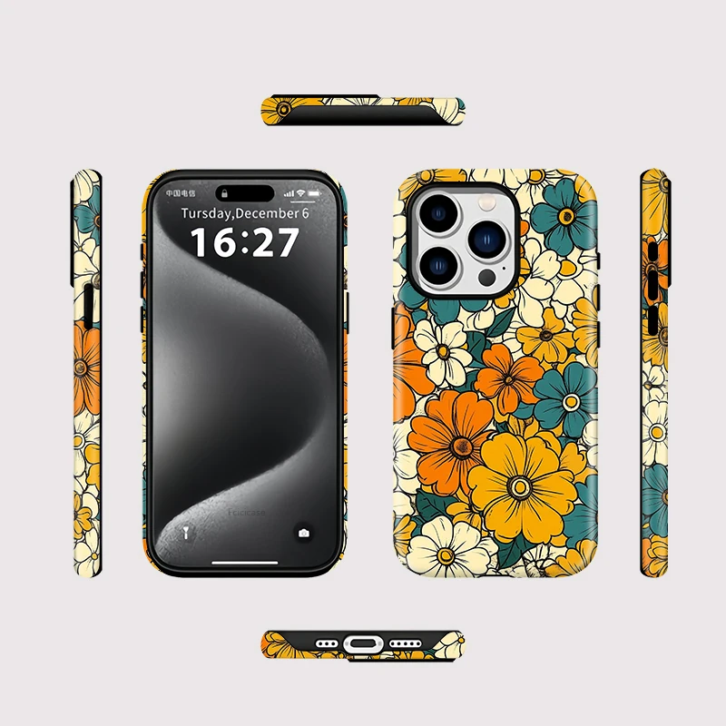 Magnetic Flower Shockproof Double-layer Case - iPhone 15 Pro Max - View 2