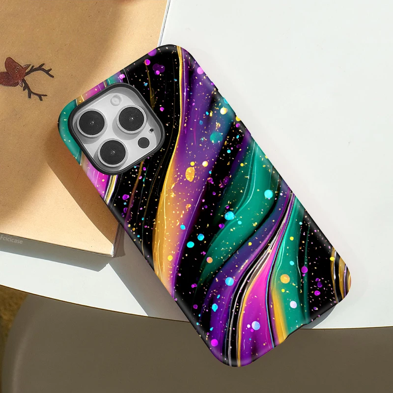 Colorful Lines Dots PC Bumper Case iPhone 16 Plus - View 3