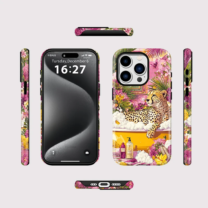 Vintage Flower Pattern MagSafe Case for iPhone 16 Pro - View 2
