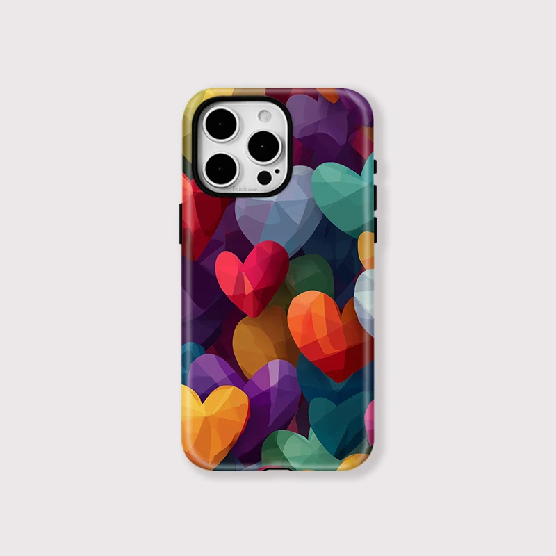 Colorful Love Heart Silicone Case iPhone 16 Plus - View 1