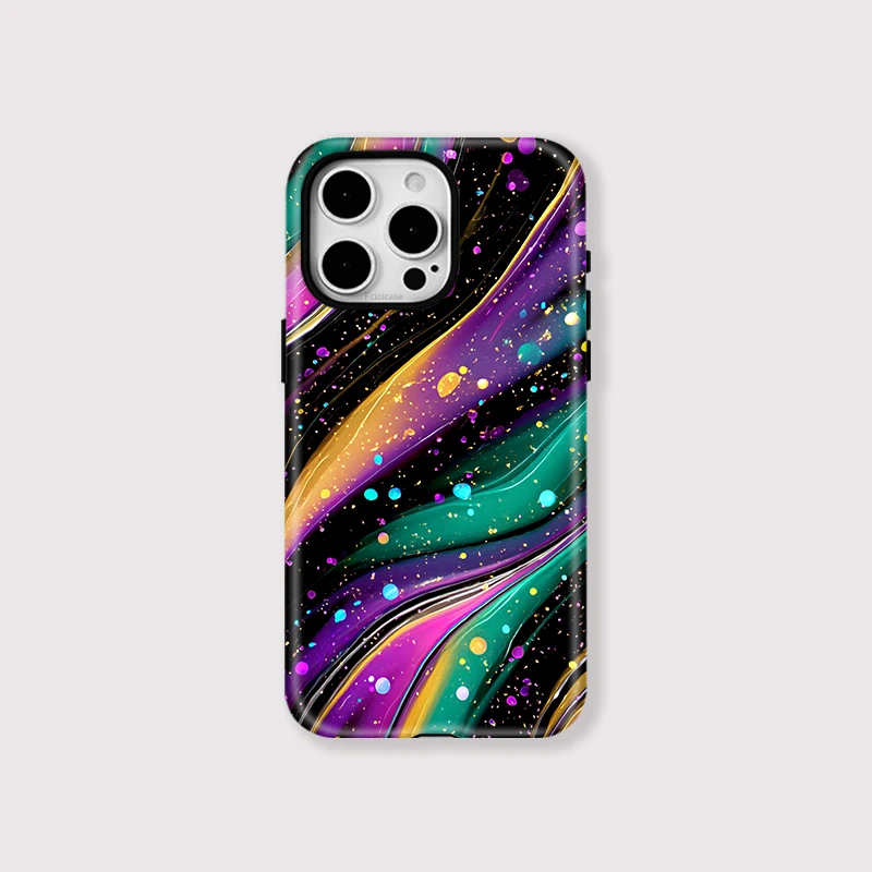 Colorful Lines Dots PC Bumper Case iPhone 16 Plus - View 1