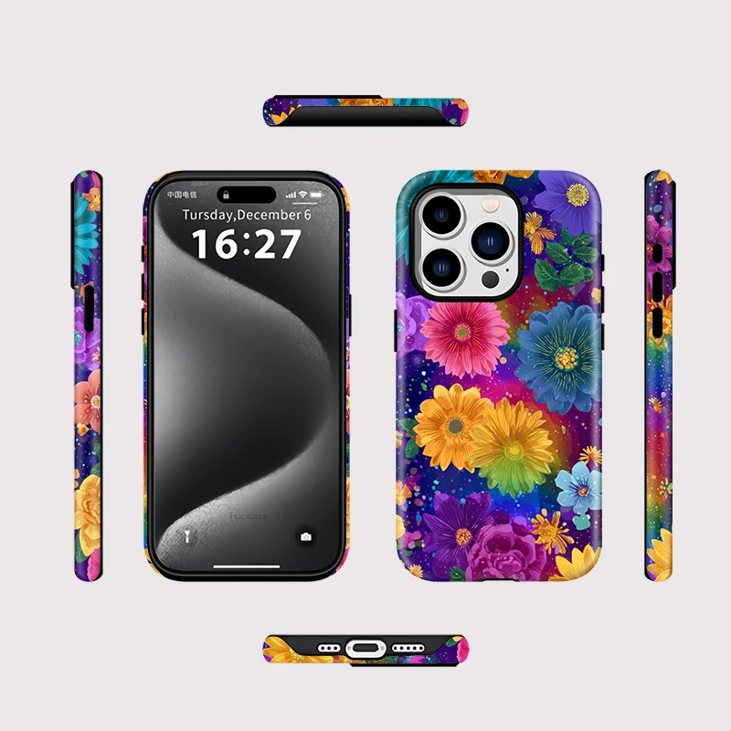 Matte Colorful Floral PC Case iPhone 16 Plus - View 2