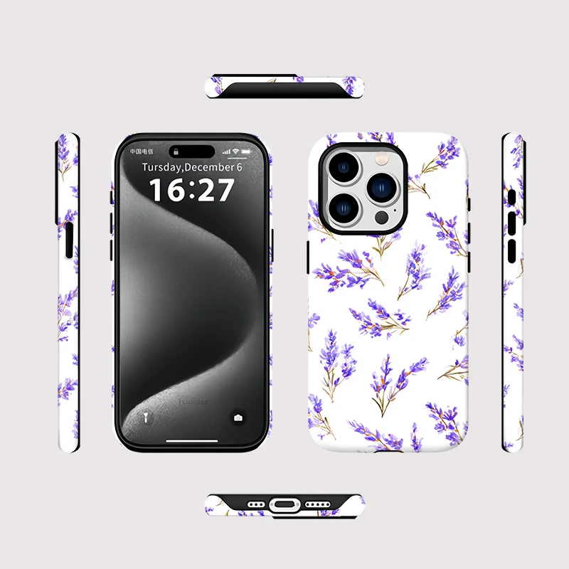 Matte Fashion Flower Print Wireless Case - iPhone 15 Pro Max - View 2