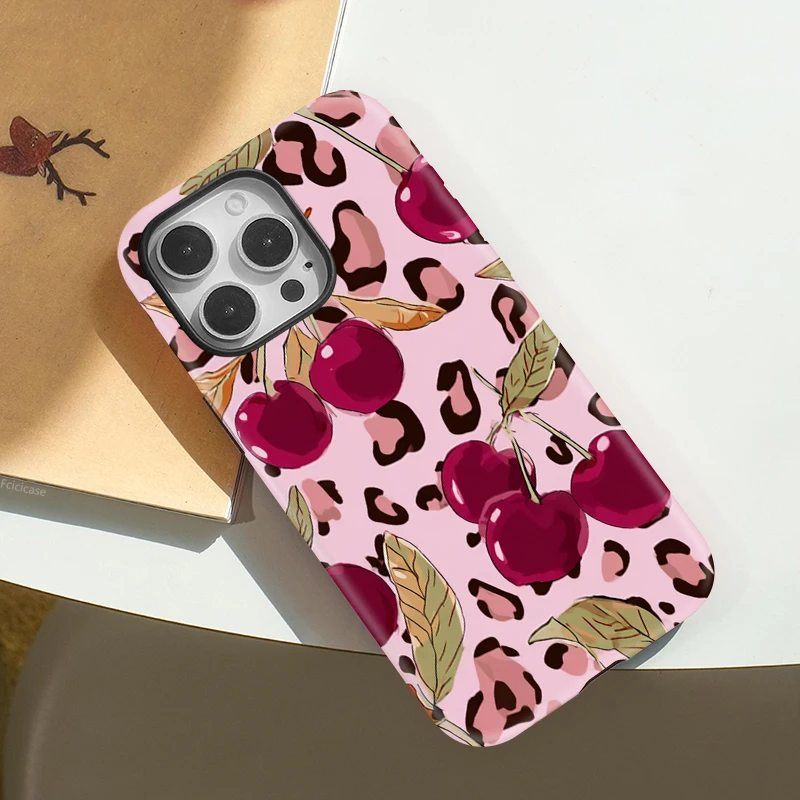 Cherry Leopard Matte Case iPhone 16 Pro - View 3