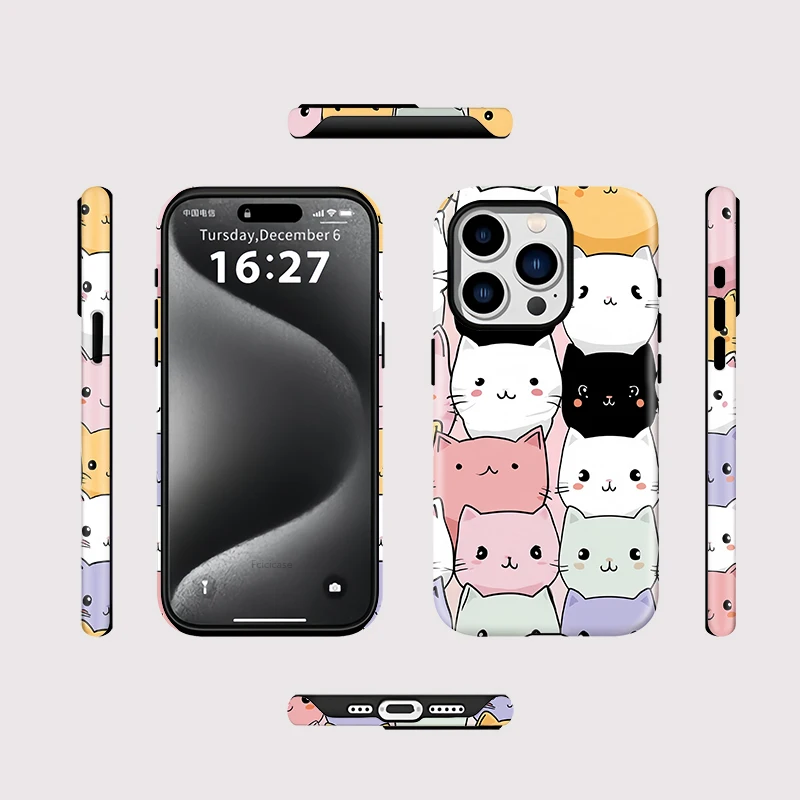Cute Cartoon Cats Wireless Case iPhone 16 Plus - View 2