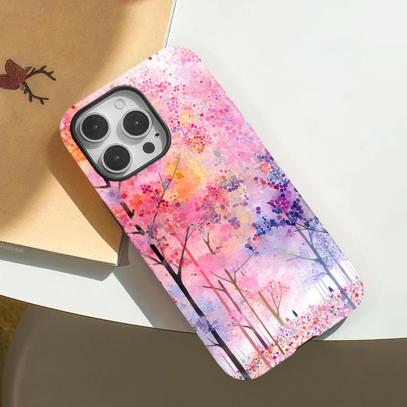 Colorful Tree Leaves Shockproof Case iPhone 16 Plus - View 3