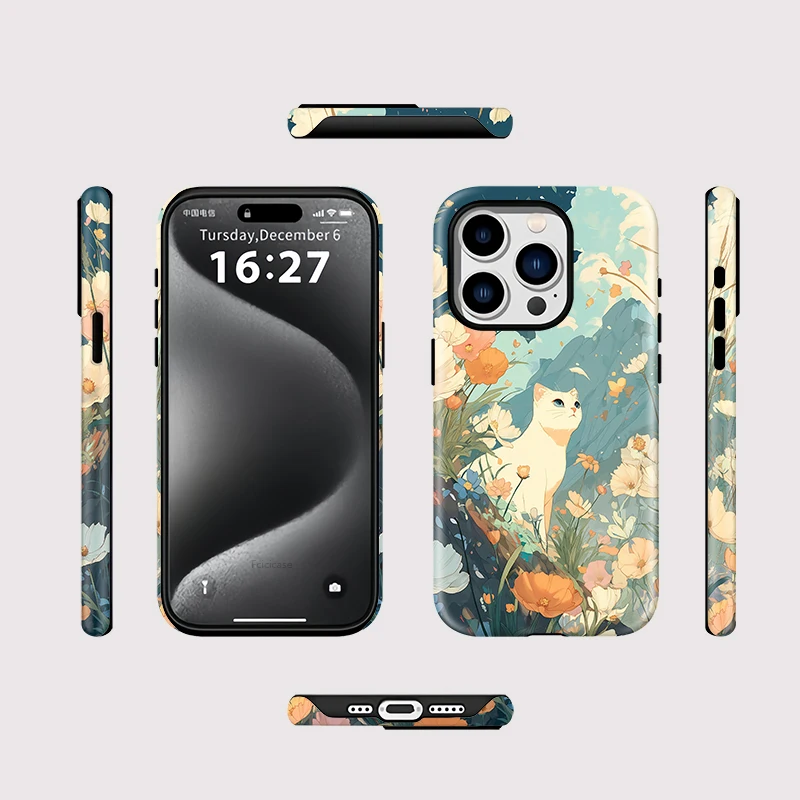 Two-in-One Flower Cat Shockproof Case iPhone 16 Plus - View 2