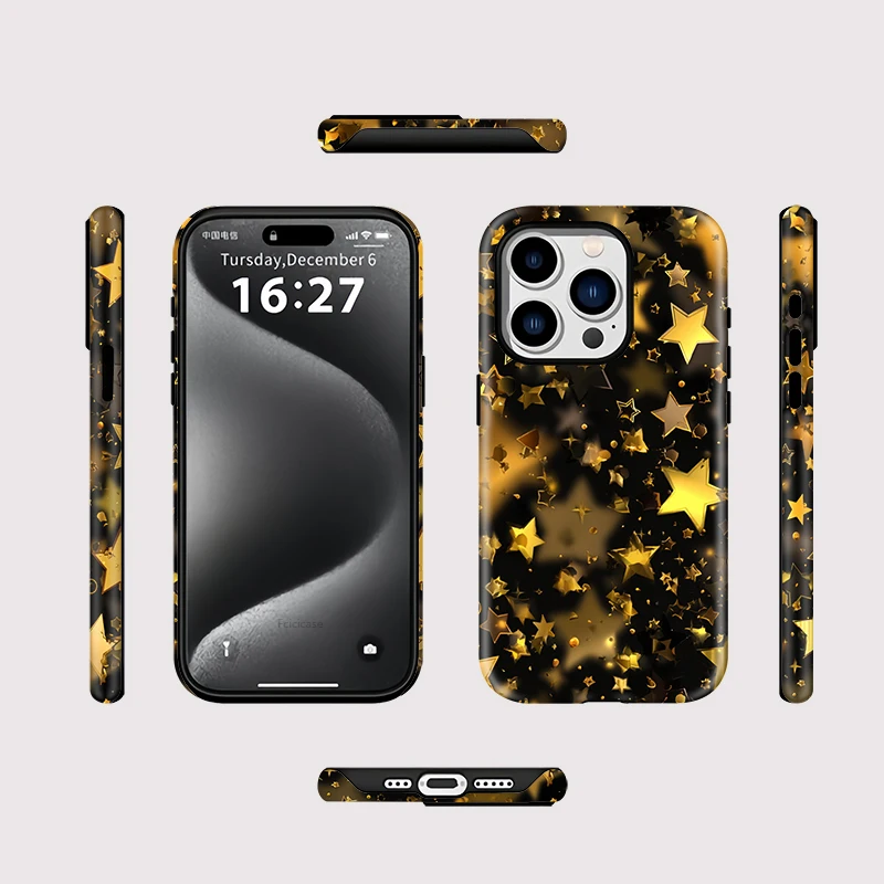 Gold Stars Silicone Luxury Case iPhone 16 Pro Max - View 2
