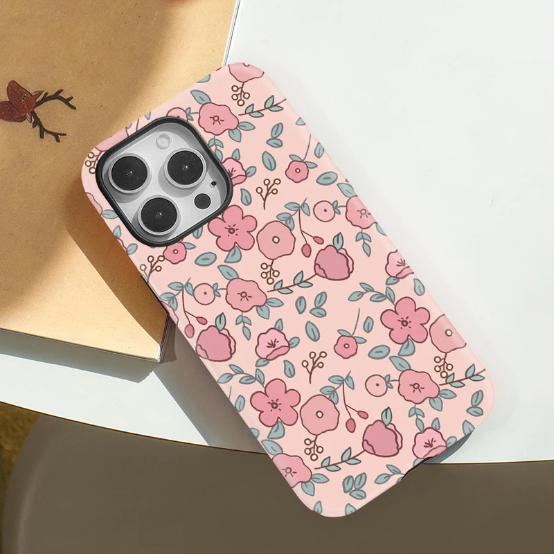 Pink Flower Silicone Shockproof Case iPhone 15 - View 3
