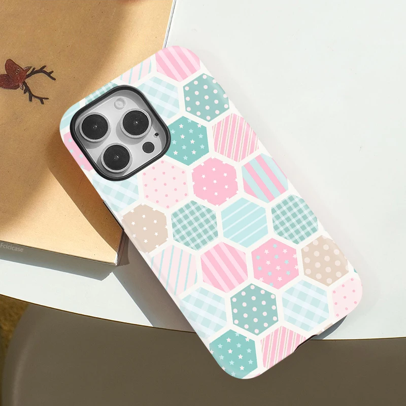 Colorful Grid Double-Layer Case iPhone 15 Pro Max - View 3