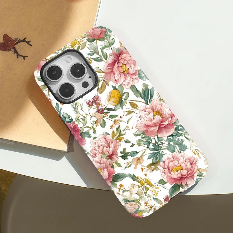 Dual Layer Flowers Acrylic Case iPhone 15 - View 3