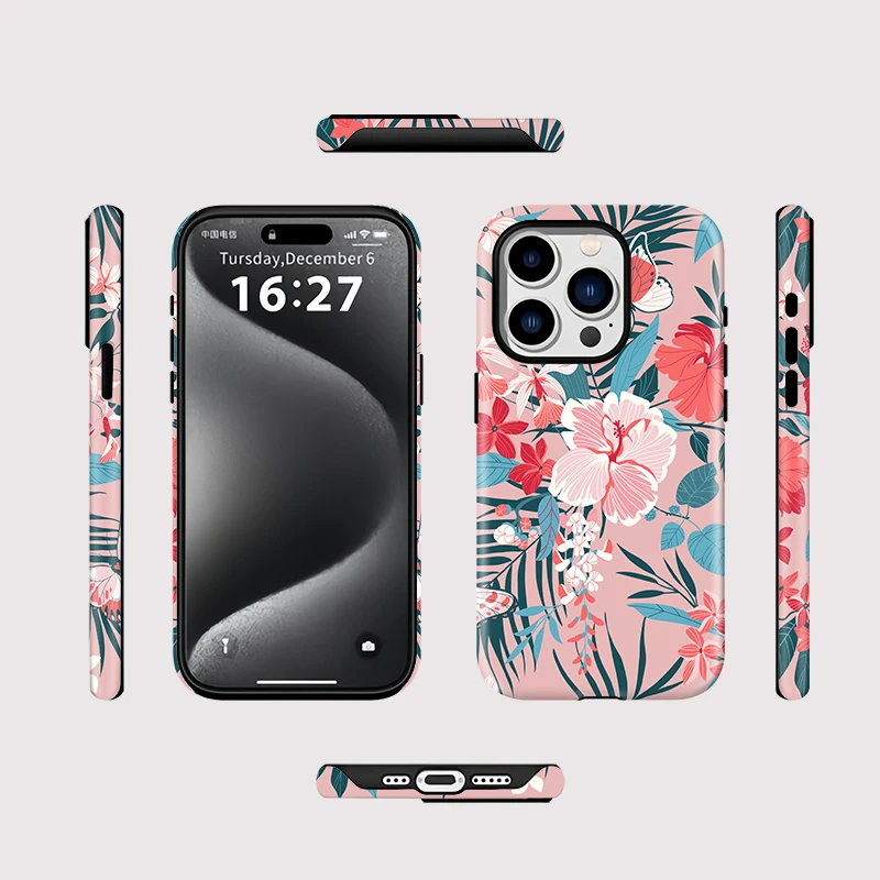 Butterfly Pattern Silicone Case iPhone 15 - View 2