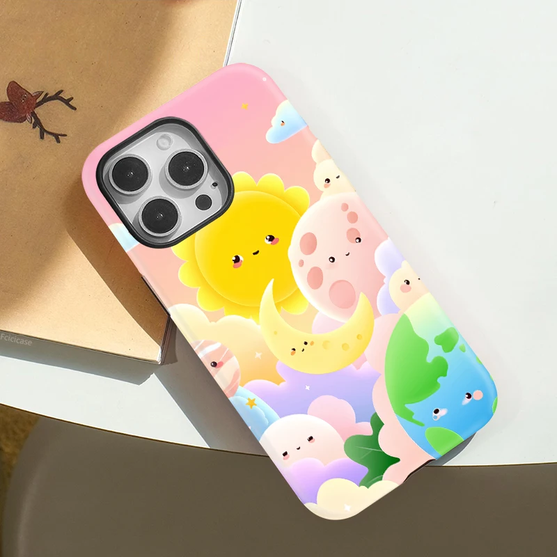 Cartoon Sun Moon 2-in-1 Case iPhone 16 Plus - View 3