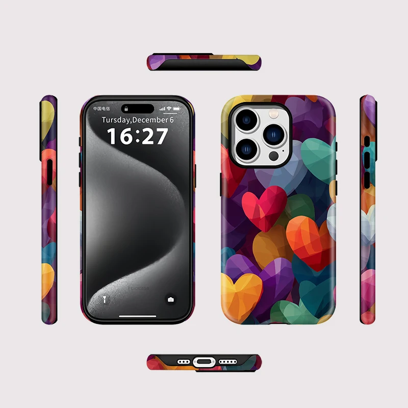 Colorful Love Heart Silicone Case iPhone 16 Plus - View 2