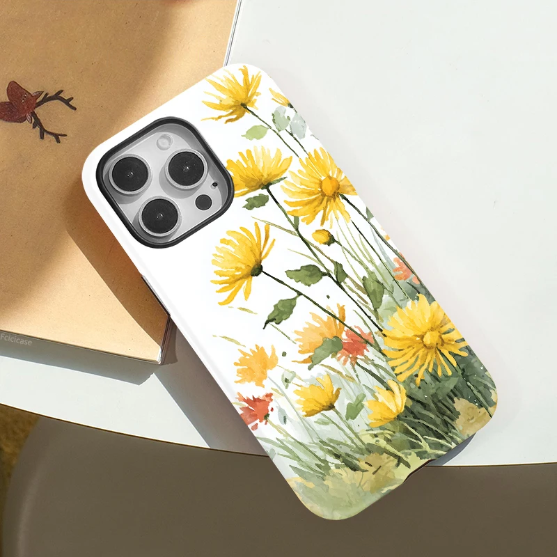 Flower Print Acrylic Shockproof Case iPhone 15 Pro Max - View 3