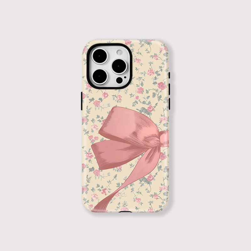 Floral Pink Bow Acrylic Case iPhone 16 - View 1