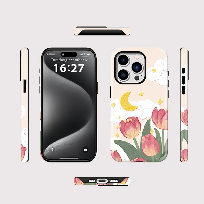 Flower Moon Stars Magnetic Case iPhone 15 Pro Max - View 2