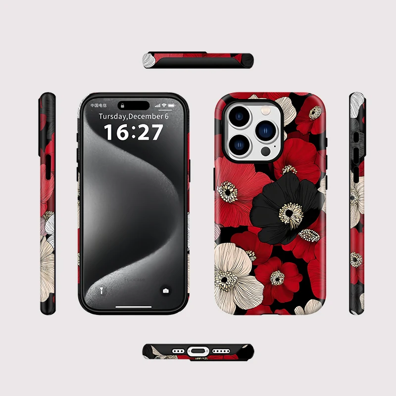 Shockproof Bumper Acrylic TPU Flower Print Case - iPhone 16 Pro - View 2