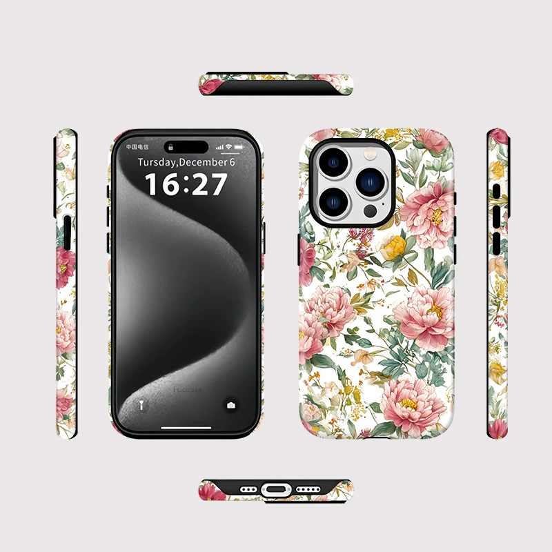 Dual Layer Flowers Acrylic Case iPhone 15 - View 2