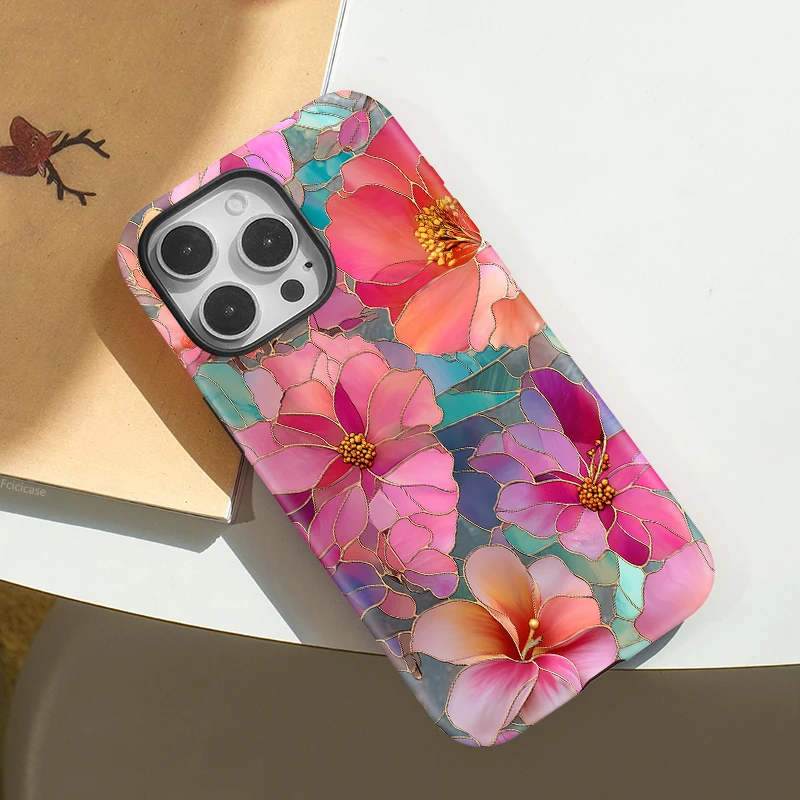 Flower Pattern Wireless Charging Case iPhone 15 Pro Max - View 3