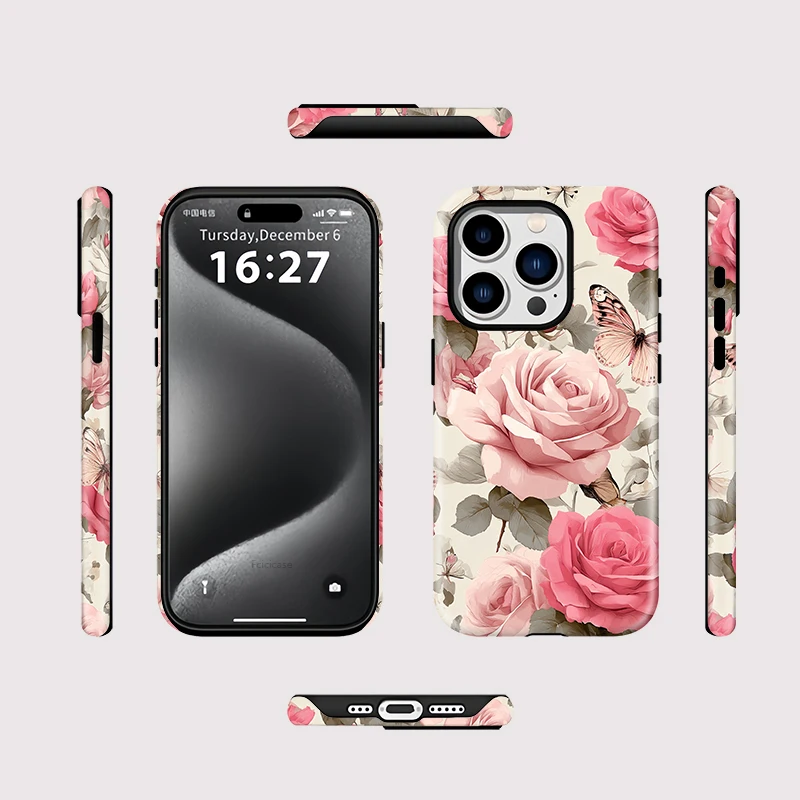 Retro Flowers Acrylic Case iPhone 16 Pro - View 2