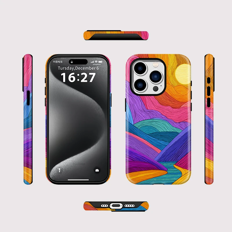 Colorful Stripe Painting Case iPhone 15 Pro Max - View 2