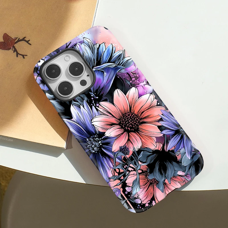 Fashion Flower Magnetic Charger Case iPhone 15 Pro Max - View 3