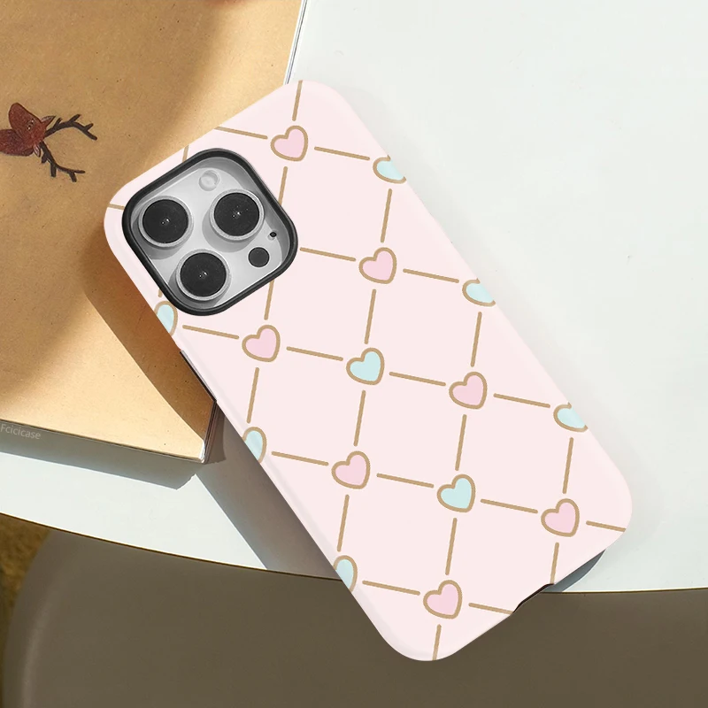 2-in-1 Love Heart Grid Case iPhone 16 Plus - View 3