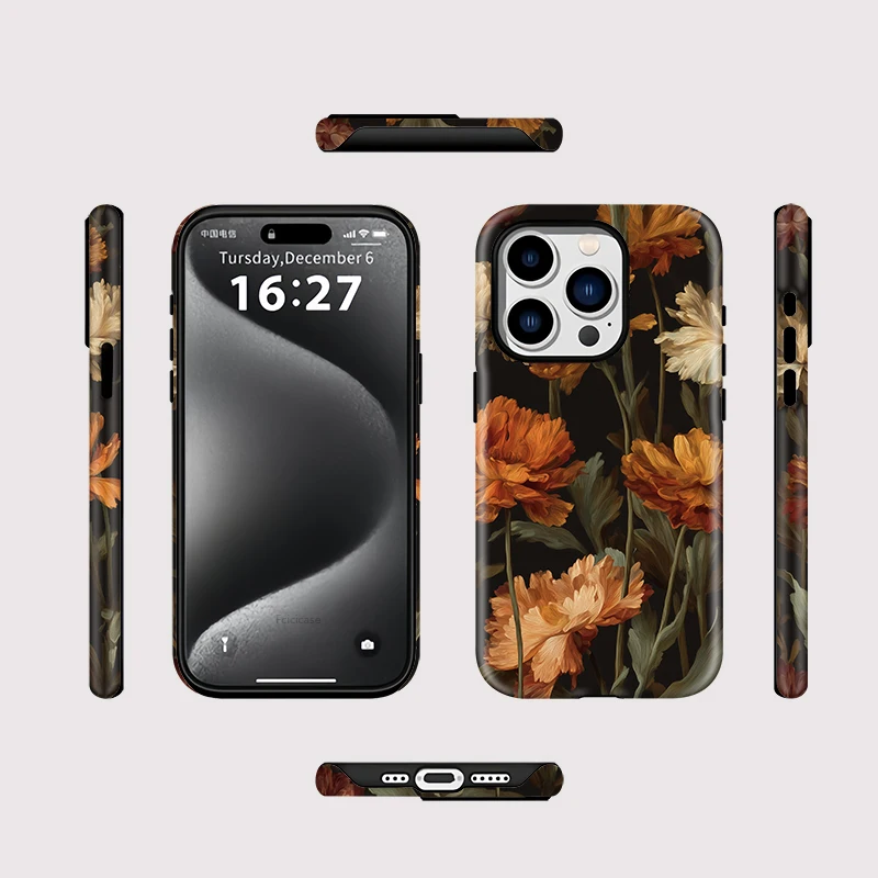 Luxury Matte Vintage Flower Case iPhone 15 Pro Max - View 2