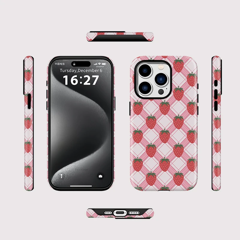 Strawberry Grid Shockproof Case iPhone 15 Plus - View 2