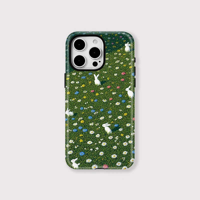 Flower Cute Rabbit Acrylic Case iPhone 15 Plus - View 1