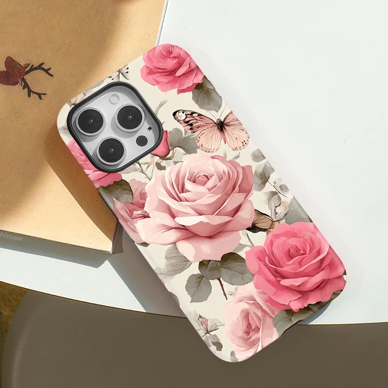Retro Flowers Acrylic Case iPhone 16 Pro - View 3