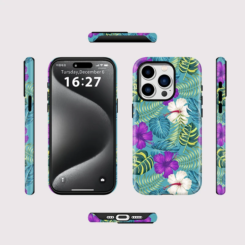 Fashion Leaves Floral Double-Layer Case iPhone 16 Pro Max - View 2
