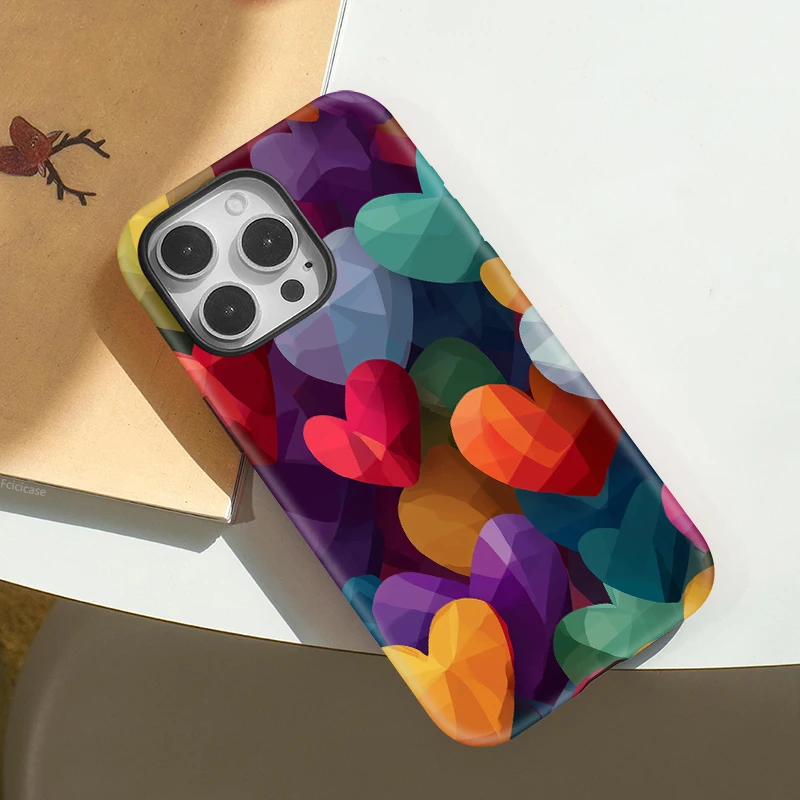 Colorful Love Heart Silicone Case iPhone 16 Plus - View 3