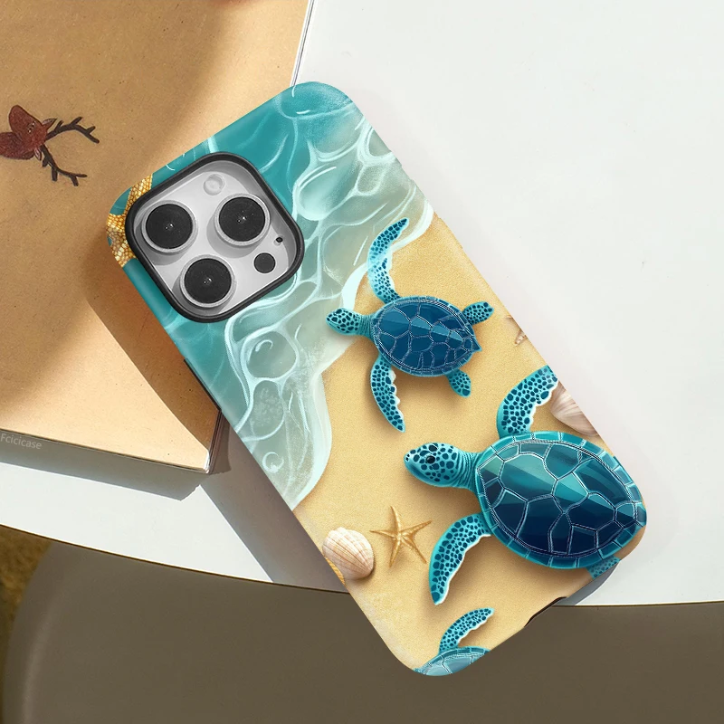 Shockproof Sea Turtle Pattern Case iPhone 15 Pro Max - View 3