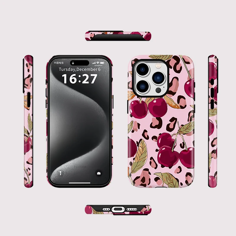 Cherry Leopard Matte Case iPhone 16 Pro - View 2