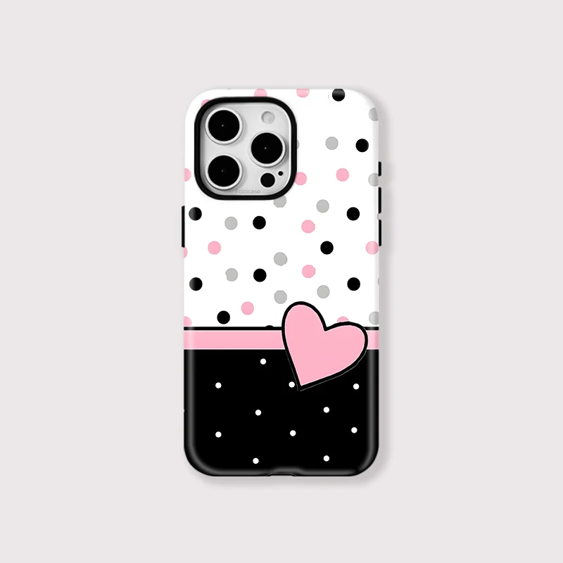 Love Heart Circular Dots Case iPhone 16 Pro Max - View 1