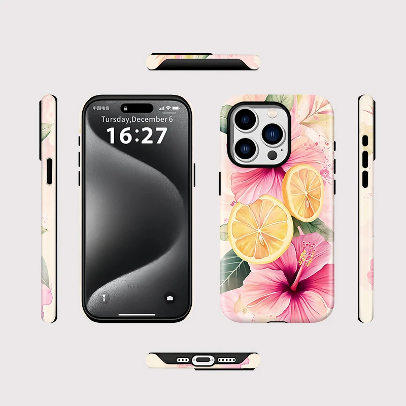 Luxury Flower Orange Shockproof Case iPhone 16 Pro Max - View 2