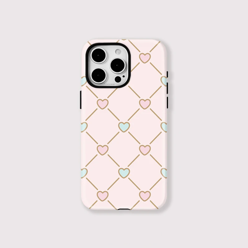 2-in-1 Love Heart Grid Case iPhone 16 Plus - View 1