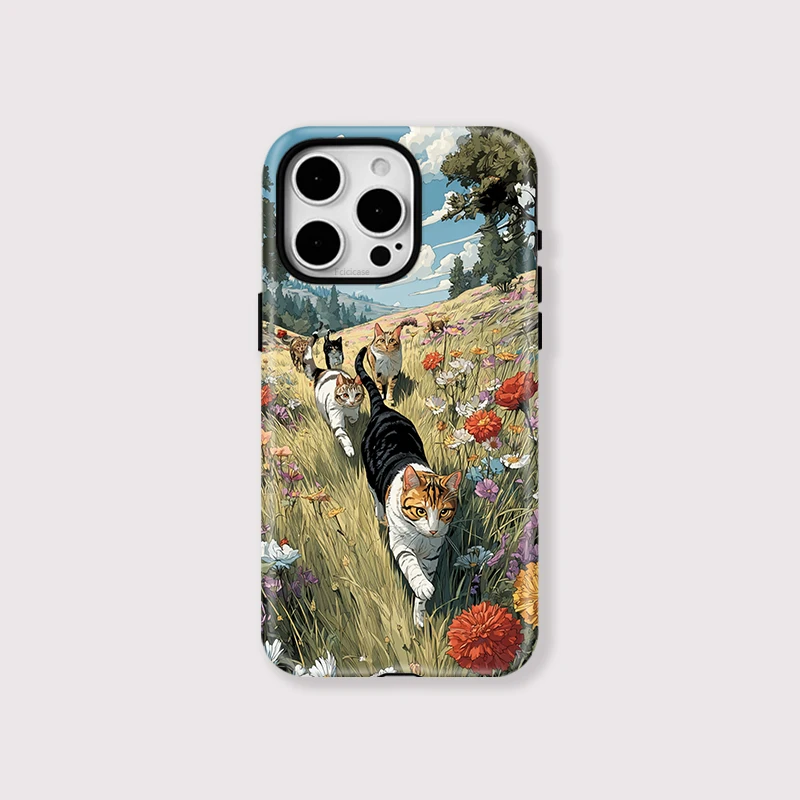 Cute Cats Flower Magnetic Case iPhone 15 Pro Max - View 1