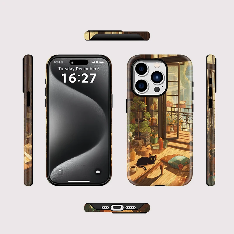 Cute Cat House Case iPhone 16 Pro - View 3