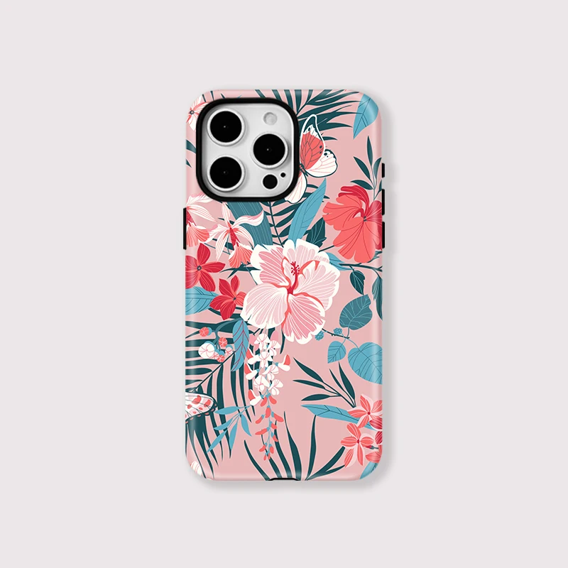 Butterfly Pattern Silicone Case iPhone 15 - View 1