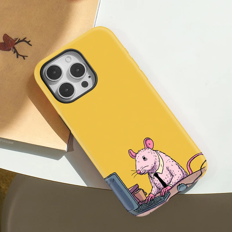 Cute Working Mouse 2-in-1 Case iPhone 15 Pro Max - View 3